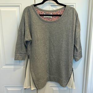 Saturday Sunday cozy lounger sweat shirt with side zipper panels and 3/4 sleeves
